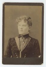 Antique c1880s Cabinet Card Beautiful Young Woman in Stunning Victorian Dress picture