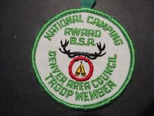National Camping Award BSA Denver Area Council Troop Member boy scout camp patch picture