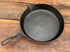 Fancy Handle Gate Marked Cast Iron Skillet 12in Diameter Single Spout picture