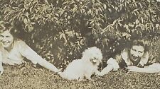 Two Girls One Adorable Puppy and a Bush RPPC Real Photo c1910 Postcard D27 picture