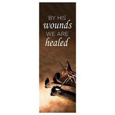 Inspirational Christian Church Banners 2x6ft By His Wounds We Are Healed Banner picture