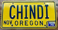 NICE LOOKING 1979 OREGON VANITY PERSONALIZED LICENSE PLATE, CHINDI NAVAJO SPIRIT picture