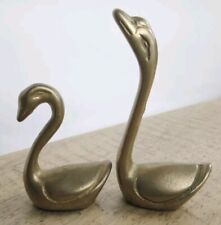 Vintage MCM Brass Swans Birds Small 3