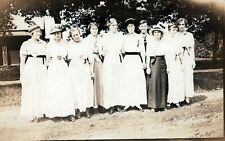 Pretty Group Of Young Ladies In White Dresses Vintage Real Photo RRPC Post Card picture