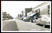LUDINGTON Michigan 1950s Street View Stores Old Cars. Real Photo Postcard picture
