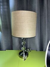 Vintage Blown Glass Bubble Lamp Silver 19” w/Burlap Shade Works Perfectly EUC picture