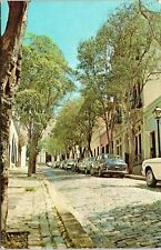 postcard Puerto Rico - Street Scene - Old San Juan - cobblestone street old cars picture