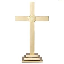 Classic Altar Cross With IHS Emblem, Brass 18'' H. (USUALLY SHIP WITHIN 2 DAYS) picture