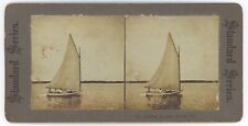 c1900's Real Photo Rare Stereoview Sailboat, Boating on Lake Worth, Florida picture