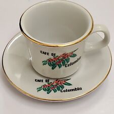 Vintage Diamante Cafe De Colombia Coffee Espresso Cup & Saucer | Floral Design picture