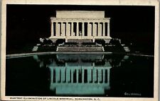 c1930 WASHINGTON D.C. LINCOLN MEMORIAL ELECTRIC ILLUMINATION POSTCARD 26-161 picture