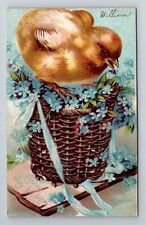 Easter Greetings Chick, Flowers, Joy Be Thine, Embossed Vintage c1907 Postcard picture