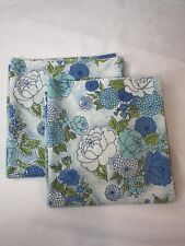 Vtg Montgomery Wards Percale KING Size Blue Floral Pillowcases (2) Retro 60's picture
