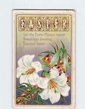 Postcard Easter Greeting Card with Poem and Flowers Cross Embossed Art Print picture