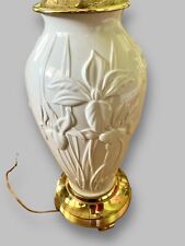 Lenox Iris Table Lamp Brass & Ivory Porcelain Masterpiece Collection USA Made picture