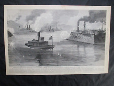 1885 Civil War Print- Gunboats Attack Confederate Works, Grand Gulf, Mississippi picture