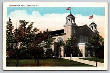 Hershey PA Pennsylvania Postcard Convention Hall Building American Flags picture