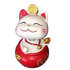 Adorable Lucky Cat In Japanese Chinese Bobblehead Figurine #1￼ Fun picture