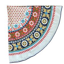 Vintage Round Cotton Tablecloth Scandinavian Floral Print 66