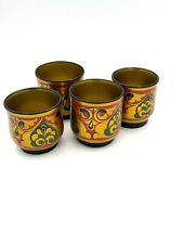 4-Vintage Traditional Russian Khokhloma Lacquer Hand Painted Miniature Cup Tiny picture