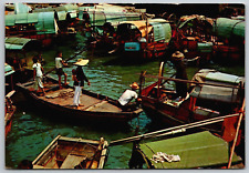 Continental Size Postcard - A Floating Village - Tai Po N.T. - Hong Kong - China picture