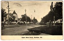 Upper Main Street Madison Maine ME Street Trolley Car c1900s Posted Postcard picture