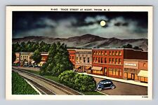 Tryon NC-North Carolina, Trade Street At Night, Mountains, Vintage Postcard picture