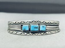 CUTEST VINTAGE NAVAJO TURQUOISE STERLING SILVER BABY BRACELET picture