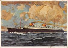 SS BREMEN AT SEA, NORD-DEUTSCHER LLOYD LINE, ARTIST IMAGE ~ used Germany 1937 picture