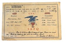 QSL Radio Card 1932 Eagle Shield Williams Brothers 3AFQ Sent To WIAXN PM Philly picture