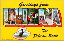 Vintage LOUISIANA Large Letter Postcard The Pelican State Curteich CHROME Unused picture