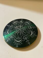 Vintage Powder Compact Emerald Green With Flower Design picture