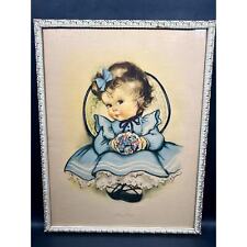 VTG 1940s Charlot BYJ Print Sitting Pretty w/RARE matching Embroidered Frame picture