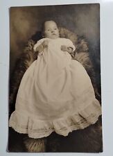 ANTIQUE Postcard RPPC of Infant on Rug in Studio Unposted 1904-1918 Real Photo  picture