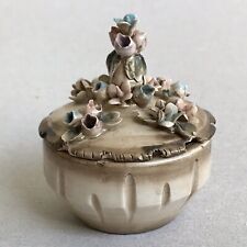 CAPODIMONTE Porcelain Trinket Box Jewelry Small Chest Bowl w/ Lid Flowers Home picture
