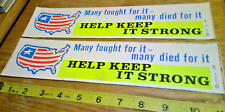 2 original VINTAGE 70's BUMPER STICKERS humor many fought many died help keep it picture