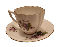 Vintage Royal London Bone China England Tea cup & Saucer VIOLET FLOWER Gold trim picture
