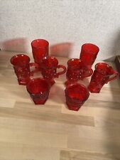 Set of 8 Vintage Avon Cape Cod Ruby Red Glass Footed Pedestal 5