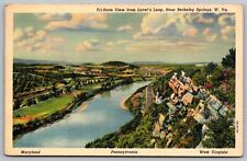 Berkeley Springs West Virginia Lovers Leap Scenic Landmark Linen Postcard picture