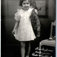 c1930s Shirley Ann RPPC Teddy Bear Child Radio Actress Herbergers Real Photo A97 picture