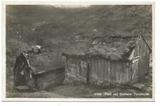 RPPC Norge Norway Parti ved Stalheim~Turisthotel Thatched Roof Unmailed c 1930 picture
