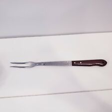 Vtg Imperial Sharp Meat Fork 2 Prong with Wood Handle Stainless picture