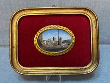 1890 Venice View Arsenal Square Miniature Painting Back Painted Glass Gilt Frame picture