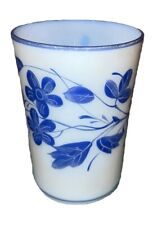 Antique White Glass Drinking Glass Blue And White picture