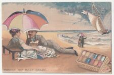 1880s~J & P Coats Thread Co~Lovebirds On Beach~Antique Victorian Trade Card Ad picture
