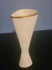 Vtg German Kueps Bavaria Lindner Porcelain White Ivory Gold Vase 9.5