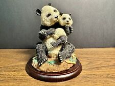 Vtg Living Stone Generations Panda & Cub 1999 Figurine Wood Base #315 picture