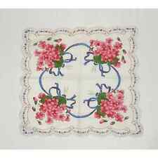 Vintage Linen Floral Hankie Handkerchief Bandanna 13” Hanky picture
