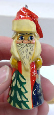 Small Russian Hand Painted Wood Santa Ornament picture