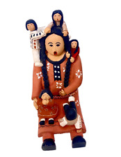 VTG Native American Pueblo Storyteller Figure Five Children Handpainted Red Clay picture